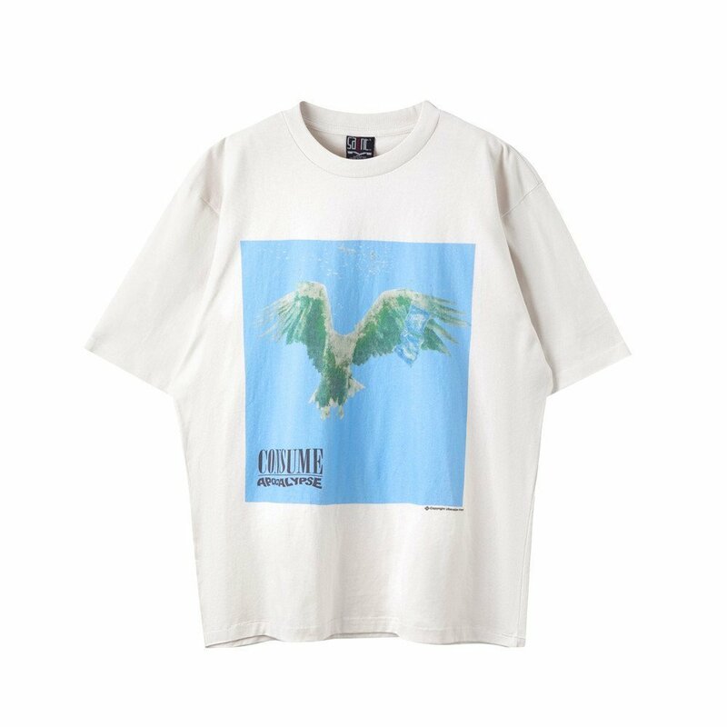 レア【Saint Mxxxxxx】CONSUME FS_SS TEE コラボ イーグル WHITE 半袖Tシャツ ユニセックス 夏 カットソー 男女兼用 Lサイズ