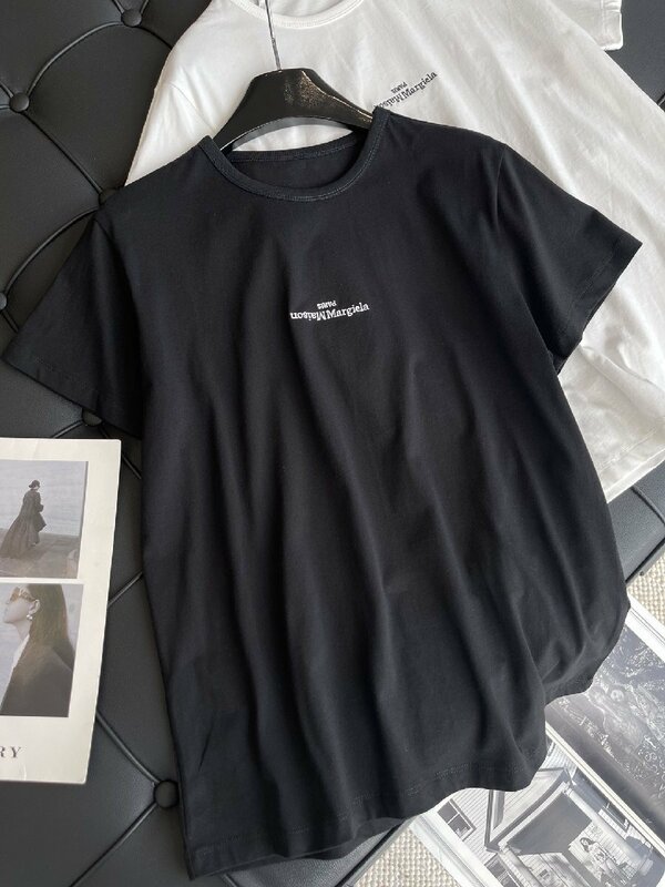 【Maison Margiela】簡約 メゾンマルジェラ ロゴTシャツ 半袖 t-shirt おしゃれ 黒 レディース トップス クルーネック 夏 Mサイズ