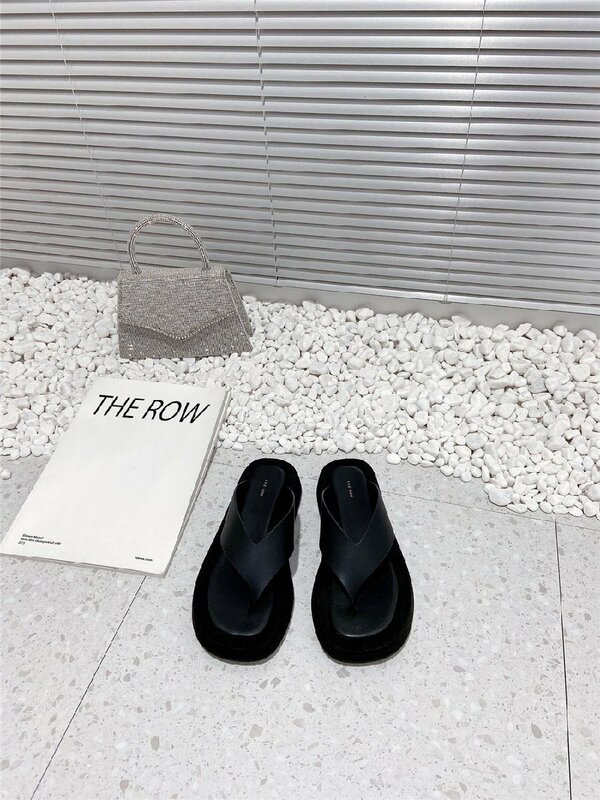 THE ROW （ザ・ロウ） Ginza スエード サンダル トングサンダル 靴 ブラック EUR38
