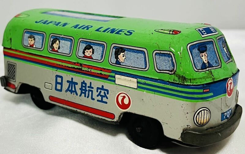 ★当時物　ブリキ　日本航空　JAPAN AIR LINES バス　日本製　空港 バス　ワーゲンバスタイプ　日航　昭和レトロ　おもちゃ　玩具