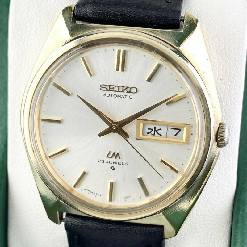 【1円〜】SEIKO セイコー 腕時計 メンズ LM ロードマチック 5606-7000 シルバー文字盤 ゴールド デイデイト 可動品