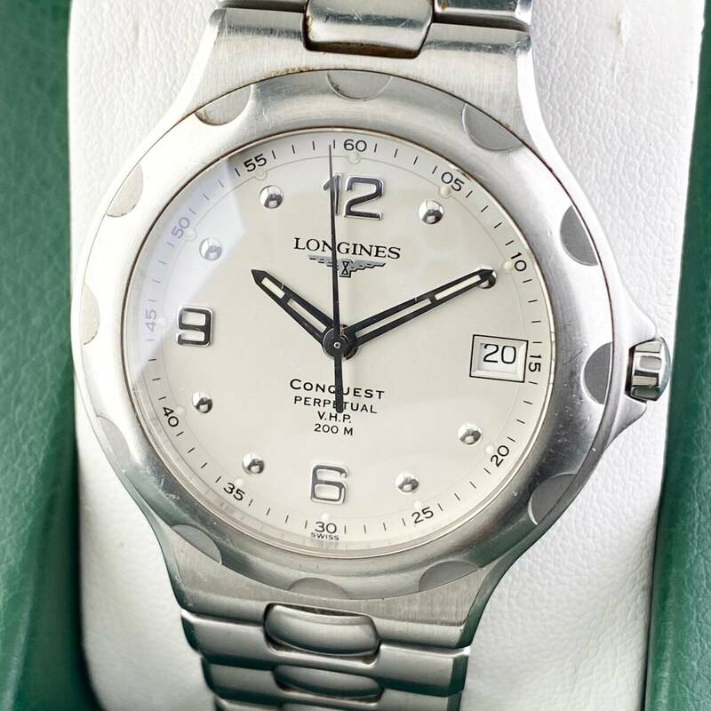 【1円〜】LONGINES ロンジン 腕時計 メンズ CONQUEST コンクエスト L1.636.4 ホワイト文字盤 VHP 200m デイト 正規品