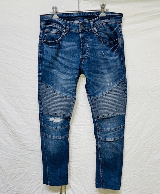 H&M ダメージ加工 バイカー ストレッチ スキニー デニム パンツ ジーンズ　ジーパン W30 SKINNY