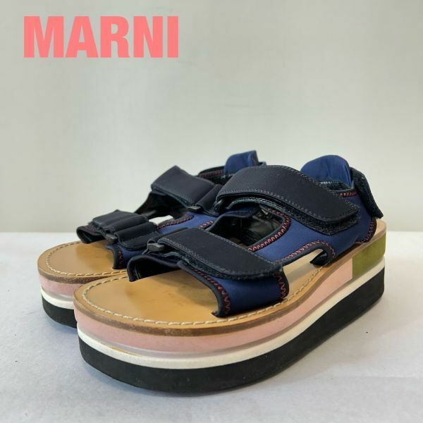 G0018★5 近年モデル MARNI マルニ 厚底 ラバーソール ダッド サンダル パンプス シューズ 靴 ネオプレーン マジックテープ式 38