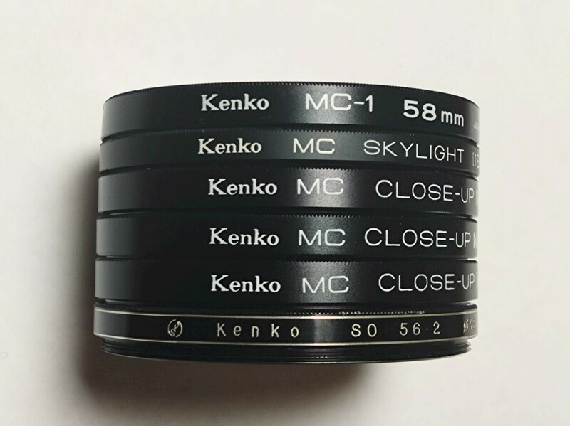 Kenko MCレンズフィルター　58mm 6枚　SKYLIGHT SO56.2YA3 CLOSE-UP No.2 CLOSE-UP No.1 MC-1 ケース4個付