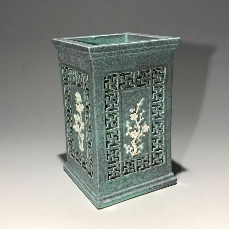 中国美術 唐物コレクター 清時代 炉鈞釉筆筒 時代物