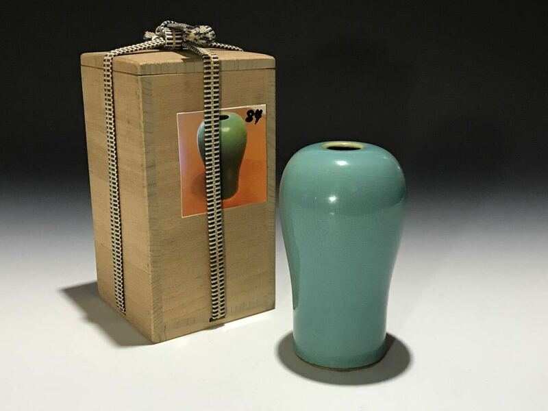 中国美術 唐物コレクター 清時代 緑釉小壺 箱付 時代物