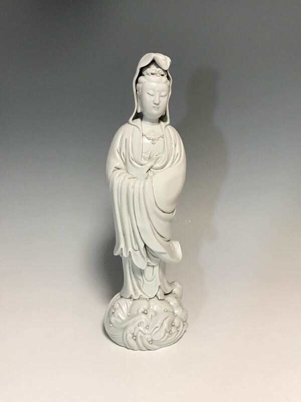 中国美術 唐物コレクター 清時代 白磁観世音菩薩像 仏像 仏教美術 時代物 