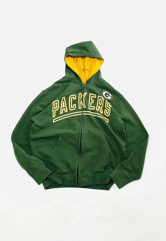 【US輸入品】NFL PACKERS HOODIE フーディ スウェット パーカー ジップアップ 長袖 ビンテージ 古着　パッカーズ フットボール