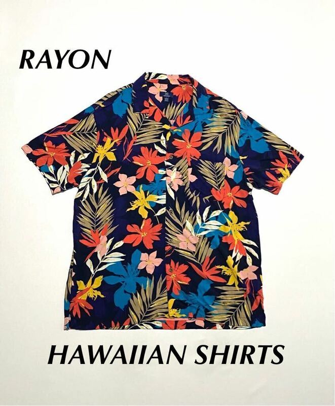 【US輸入品】レーヨン アロハシャツ ハワイアン 総柄 半袖 SURF aloha Hawaii Rayon 古着 まとめ 大量 Lサイズ