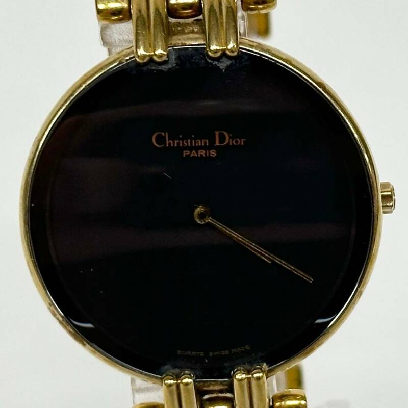 1円~【動作未確認】クリスチャンディオール Christian Dior バギラ D47-1544 クォーツ メンズ腕時計 ブラック文字盤 ラウンド J100085