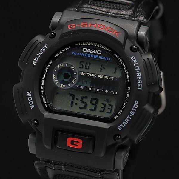 1円 稼働 カシオ Gショック QZ デジタル文字盤イルミネーション DW-9000 ブラック メンズ腕時計 KMR 6696000 4JWY