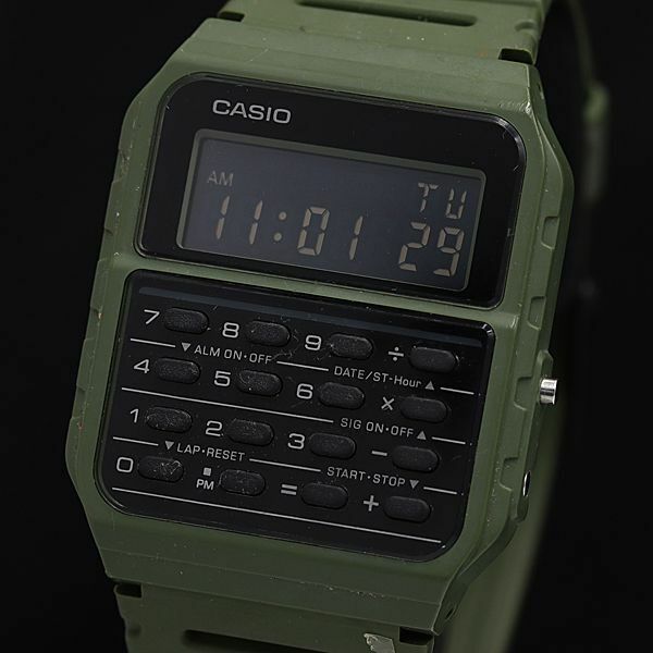 1円 稼働 カシオ QZ デジタル文字盤 CA-53W ヴィンテージ グリーン メンズ腕時計 KMR 3797000 4NBG2