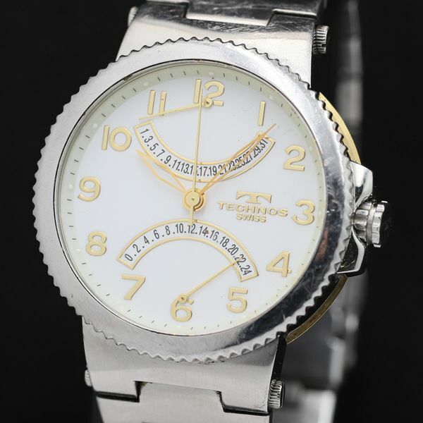 1円 テクノス TAM-651 QZ ホワイト文字盤 メンズ腕時計 TKD 0916000 5NBG1
