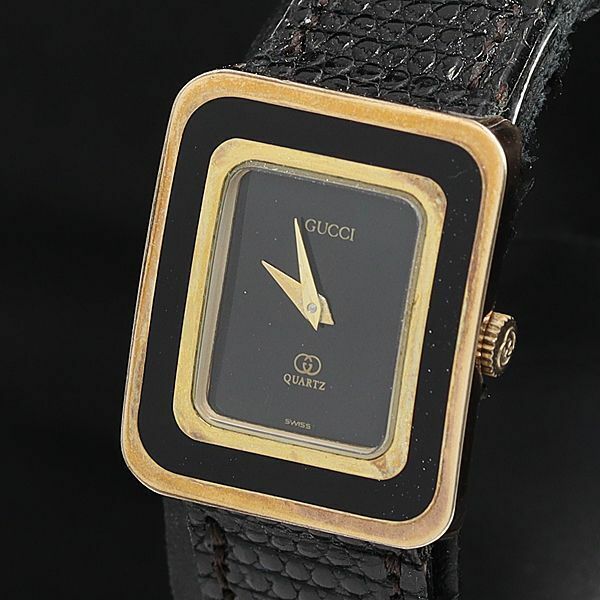 1円 グッチ QZ ブラック文字盤 スクエアタイプ レザーベルト レディース腕時計 DOI 8976000 5APT