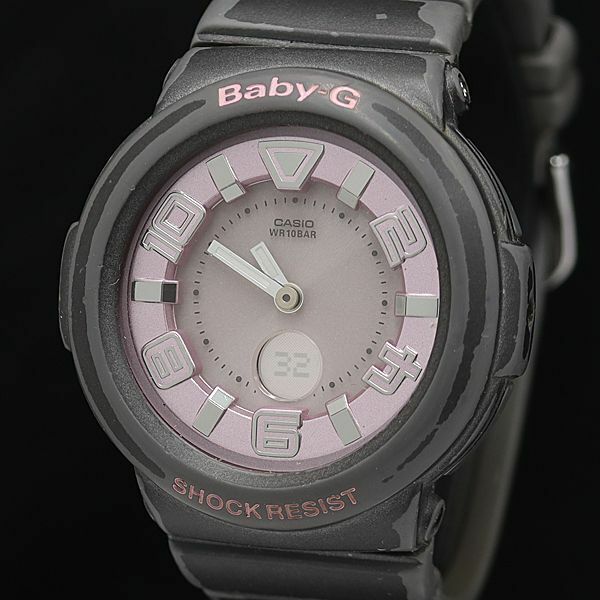 1円 稼働 良品 カシオ ベビーG BGA-1601 QZ デジアナ ピンク×グレー文字盤 ラバーベルト レディース腕時計 DOI 2000000 5NBG2