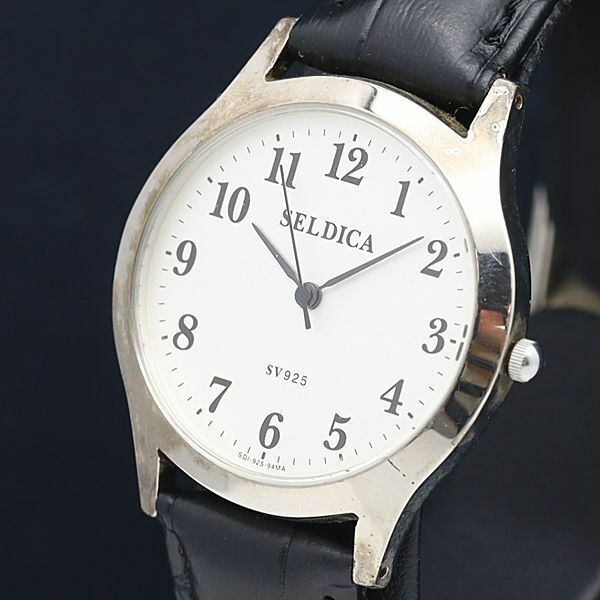 1円 稼動 セルディカ QZ 0125301 ラウンド ホワイト文字盤 メンズ腕時計 INB 6967000 5PRY