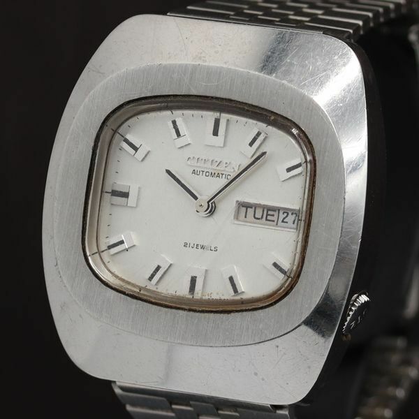1円 稼働 シチズン AT 4-650298-K シルバー文字盤 クッション型 メンズ腕時計 TCY2011000 5BJY