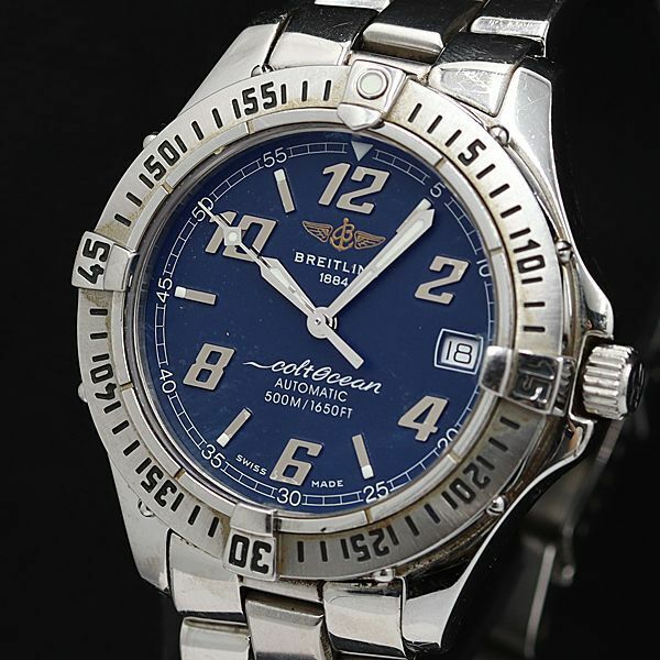 1円 ブライトリング AT コルトオーシャン 500M A17350 ブルー文字盤 ラウンド デイト メンズ腕時計 TCY0032010 5ERT