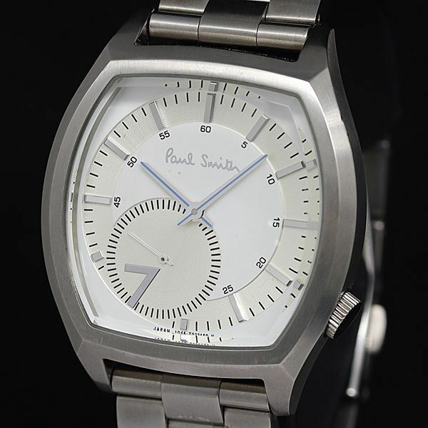 1円 箱/保付 稼動 良品 ポールスミス 1045-T011535 QZ 白文字盤 メンズ腕時計 KTR 2011000 5BJY