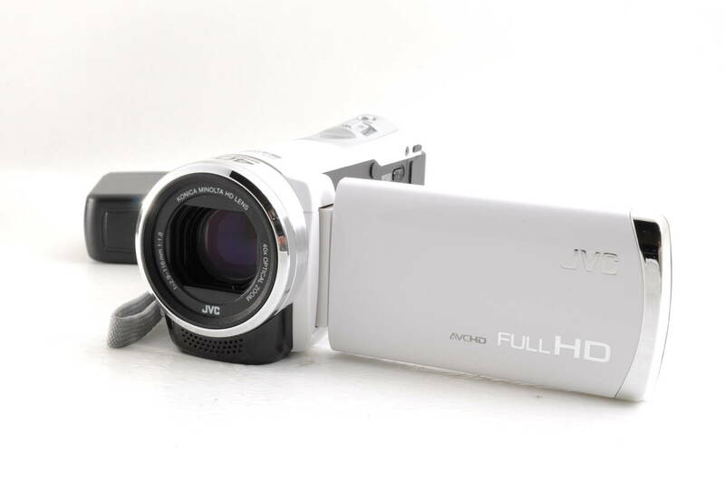 美品 動作品 JVC Everio エブリオ GZ-HM390-W FULL HD 白 ホワイト ビクター デジタルビデオカメラ 充電ケーブル付 管GG3027