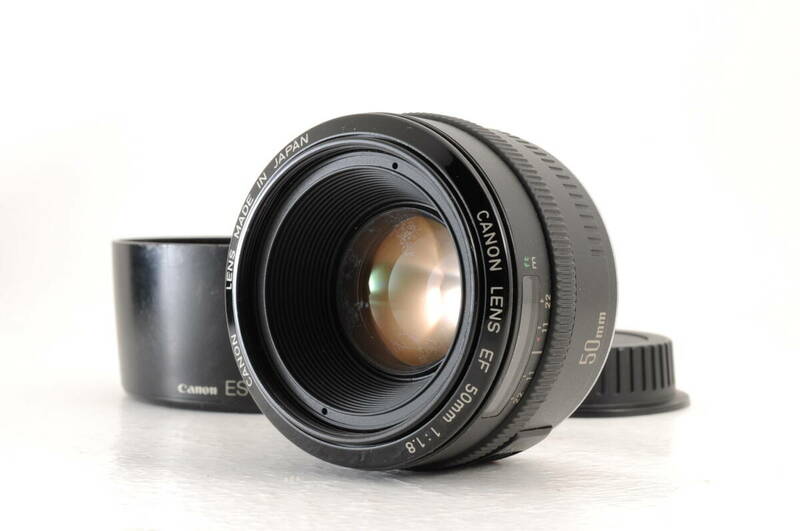 動作品 キャノン CANON EF 50mm f1.8 AF 一眼カメラレンズ フード付 管GG3103