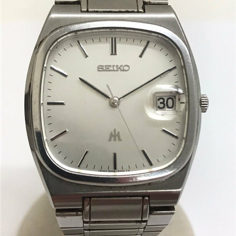 中古品 稼働品 SEIKO セイコー 5S42-5A00 マジェスタ デイト付き 電池式 クオーツ シルバー文字盤 腕時計 質屋出品