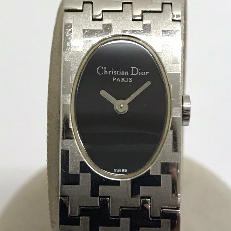 中古品 稼働品 ChristianDior クリスチャン・ディオール D70-100 黒文字盤 クオーツ 電池式 レディース 2針 ブランド 腕時計 質屋出品