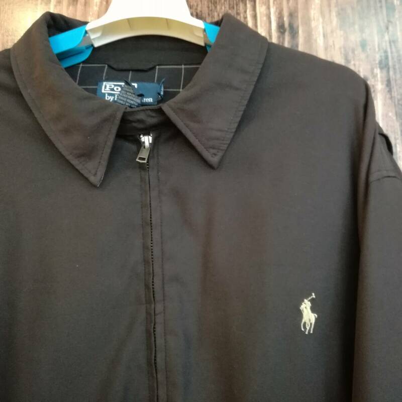 POLO by RALPH LAUREN ポロバイラルフローレン ジャンパー メンズ 2XLTサイズ XXL 3L ブルゾン ブラック 黒 チェック アメリカ古着 中古