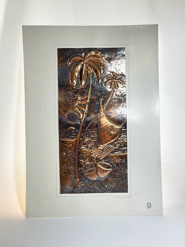 銅板　壁掛け　GRAVURA EM COBRE ブロンズ　レリーフ　ブラジル　インテリア　凹版　277g
