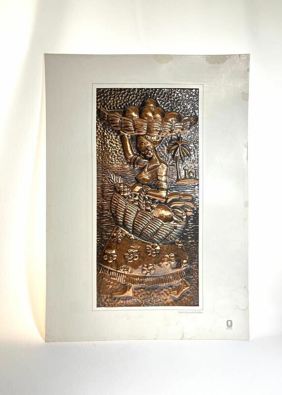 銅板　GRAVURA EM COBRE ブロンズ インテリア アンティーク 壁掛け　ブラジル　凹版　253g