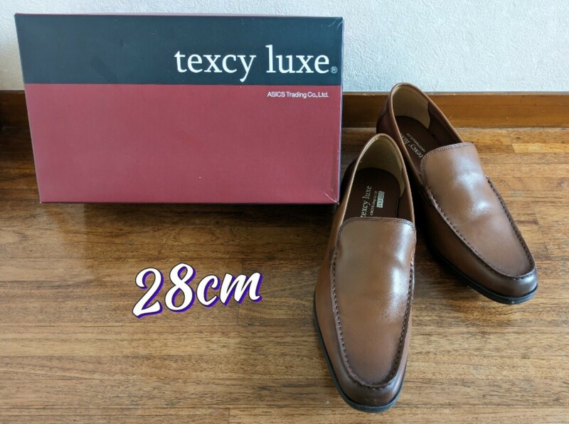 texcy luxe TU7015 28cm 茶/BROWN◆紳士靴 asics/アシックス商事◆中古 良品 ビジネスシューズ スリッポン ローファー