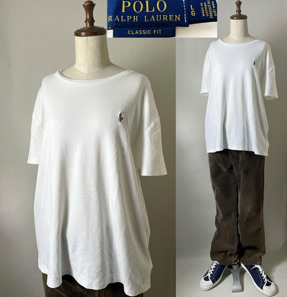 【国内正規品 美品】POLO RALPH LAUREN ポロ ラルフローレン CLASSIC FIT クラシック フィット コットン100％ ポニー刺繍 クルー Tシャツ L