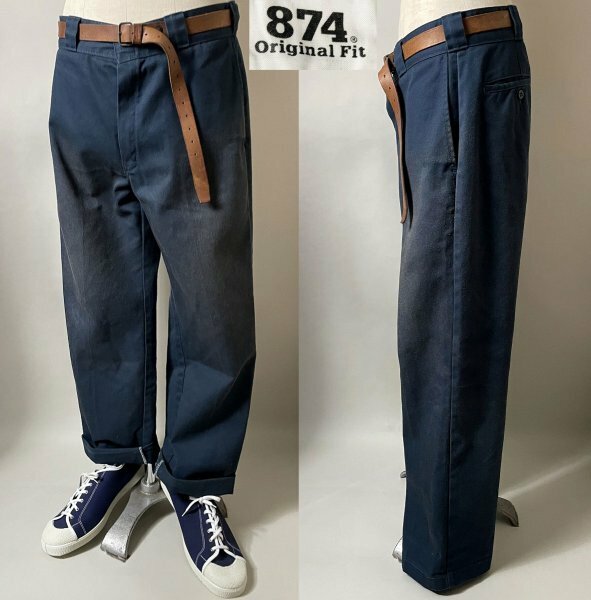 ★【風合い＆色落ち◎ ボロボロ系 名作 定番】ビンテージ Dickies ディッキーズ 874 オリジナルフィット ワーク チノパンツ ストレート W34