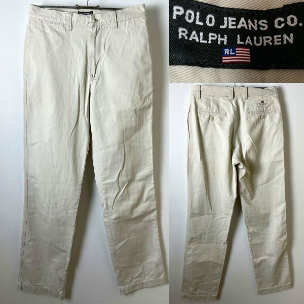 【希少 国内正規品】 POLO JEANS COMPANY ポロジーンズ カンパニー ラルフローレン RL アイボリー系 チノパン チノーズ コットン パンツ 30