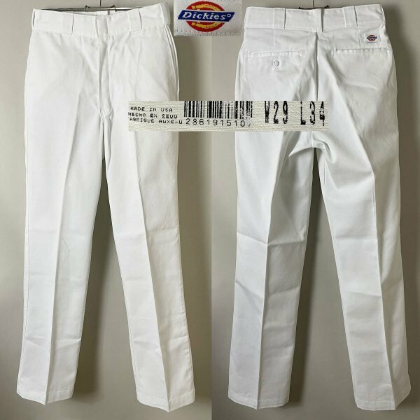 ★【90s USA製 並品 チビタグ】米国製 激レア ビンテージ Dickies ディッキーズ 定番 874 ワーク チノパンツ ストレート W29 ホワイト