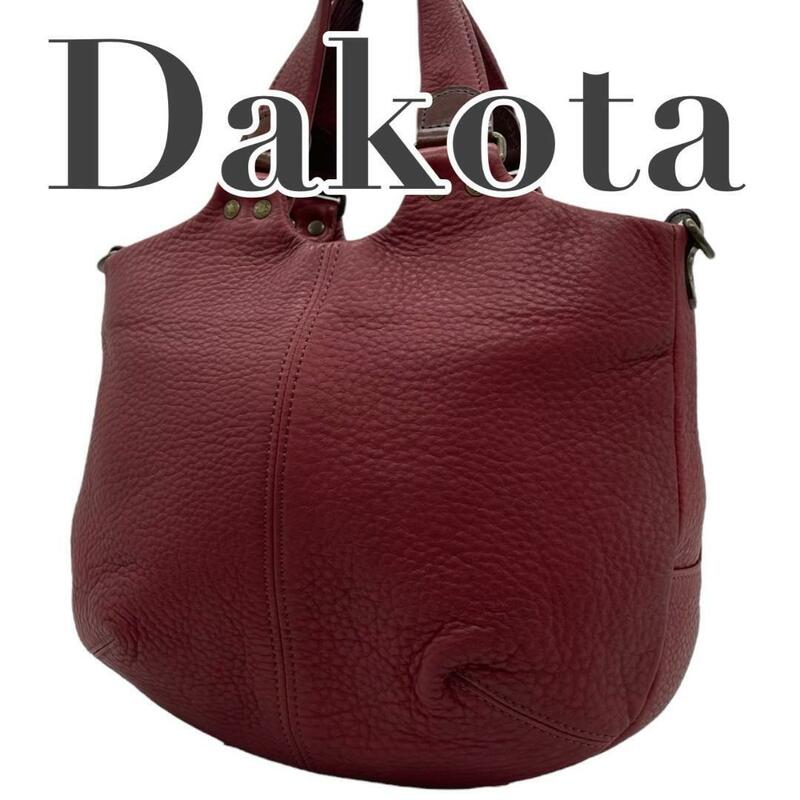 美品　Dakota ダコタ　s1 ハンドバッグ　レザー　赤　シボ革　コンパクト