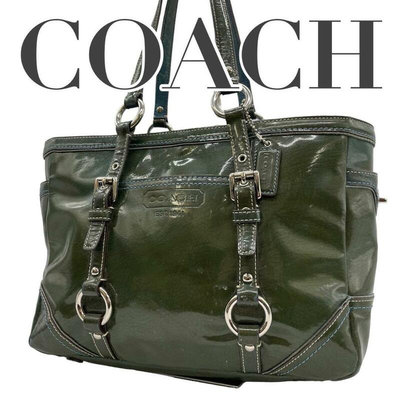 COACH　コーチ　S11　肩掛け　トートバッグ　エナメル　10380　緑