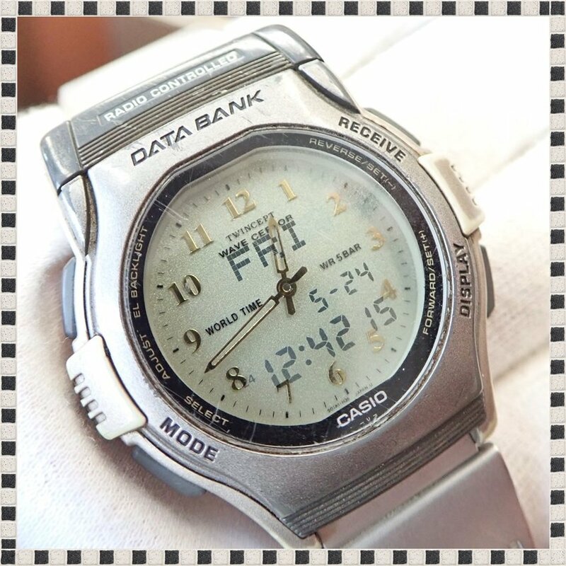 カシオ データバンク ツインセプト ウェーブセプター FKT-2000 デジアナ クォーツ 41.5mm メンズ 腕時計 稼動品 レトロ CASIO