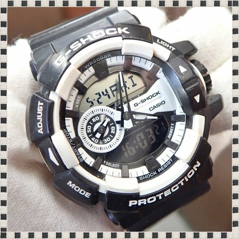 カシオ G-SHOCK GA-400 ブラック×ホワイト デジアナ クォーツ 50mm メンズ 腕時計 稼動品 Gショック CASIO