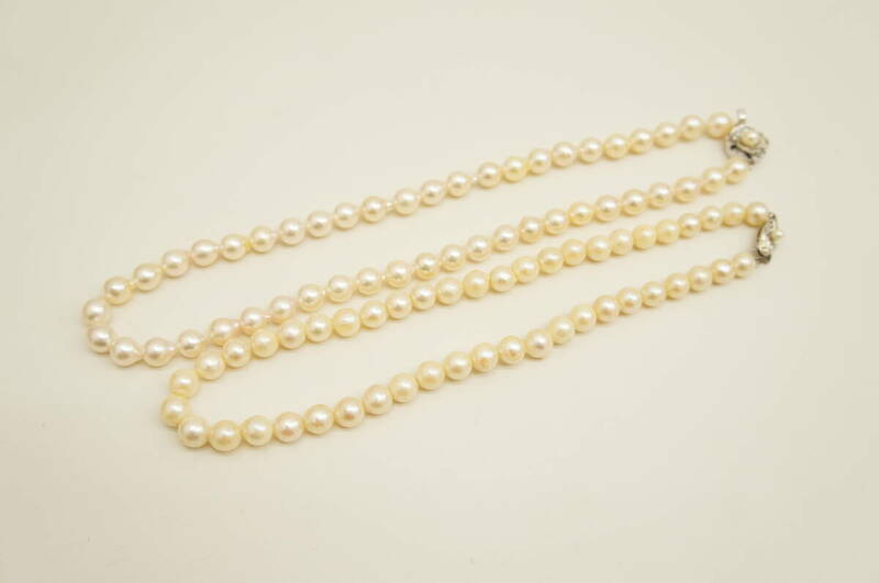 アクセサリー祭 真珠 パール ネックレス 2本セット SILVER刻印 7mm 