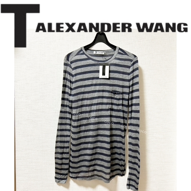 ◆新品◆アレキサンダーワン　ボーダー ポケット付きロングTシャツ カットソー