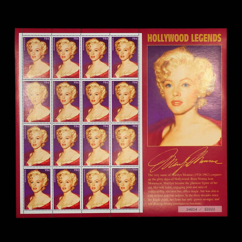 未使用 切手 マリリン・モンロー グレナダ 発行 シート Marilyn Monroe