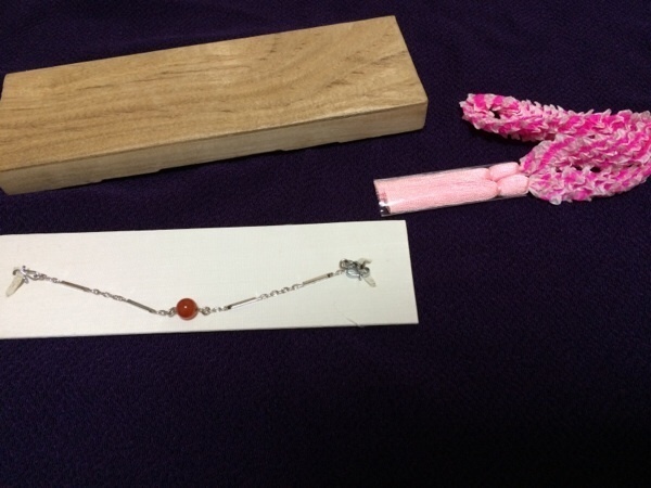 赤瑪瑙羽織紐(15cm:掛金具含)＆正絹絞り飾り髪紐(40cm) 未使用