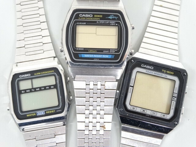 ジャンク 3点セット まとめて CASIO カシオ アラームクロノグラフ WS-77 W-35 カジキ TOUCH SENSOR CAL TC-500 デジタル 腕時計