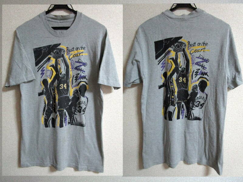 90s Vintage Retired Number 34 NBA T-shirt Los Angeles Lakers Shaquille O'Neal Morris Charles Barkley バスケ Tシャツ ヴィンテージ