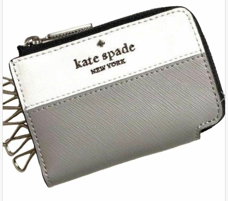 kate spade ケイトスペード キーケース レザー シグネチャー 本革 グレー 未使用品