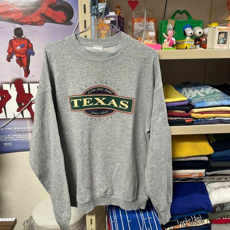 良品 Fruit of the Loom クルーネック スウェット グレー プリント Lサイズ TEXAS 古着MIX アメカジ ユニセックスOK