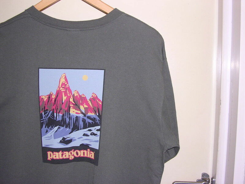 90s 00s USA製 パタゴニア patagonia beneficial T's マウンテンロゴ Tシャツ M オリーブ vintage old ベネフィシャル