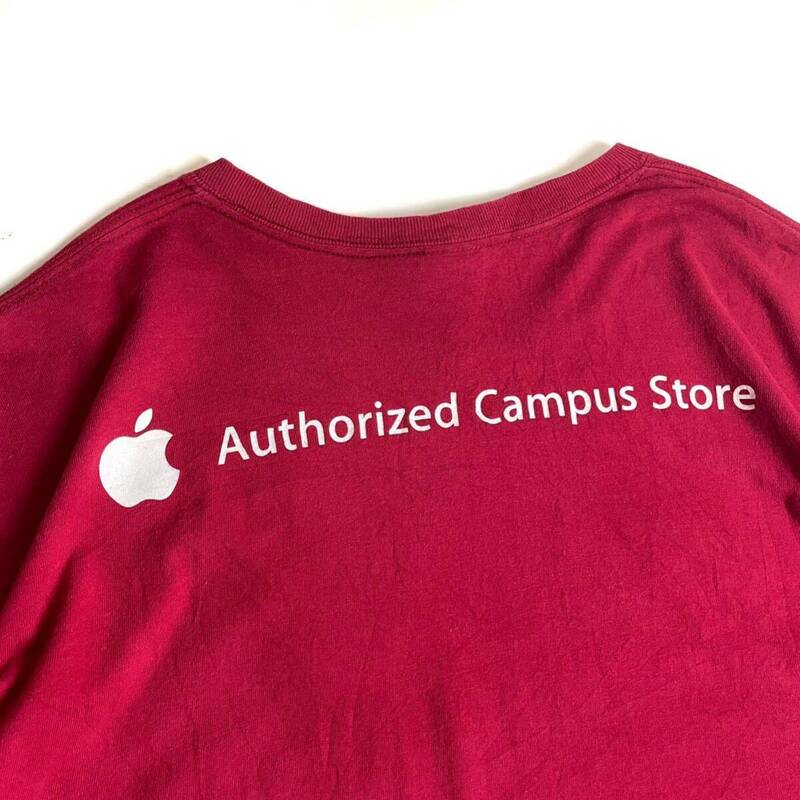 apple Tシャツ GILDAN mac カレッジTシャツ 半袖 企業ロゴ 赤系 古着 アップル XL